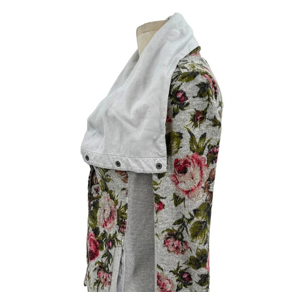 Anthropologie Saturday Sunday Florascape Moto Jacket Sweatshirt Gray Size Small - Picture 6 of 12